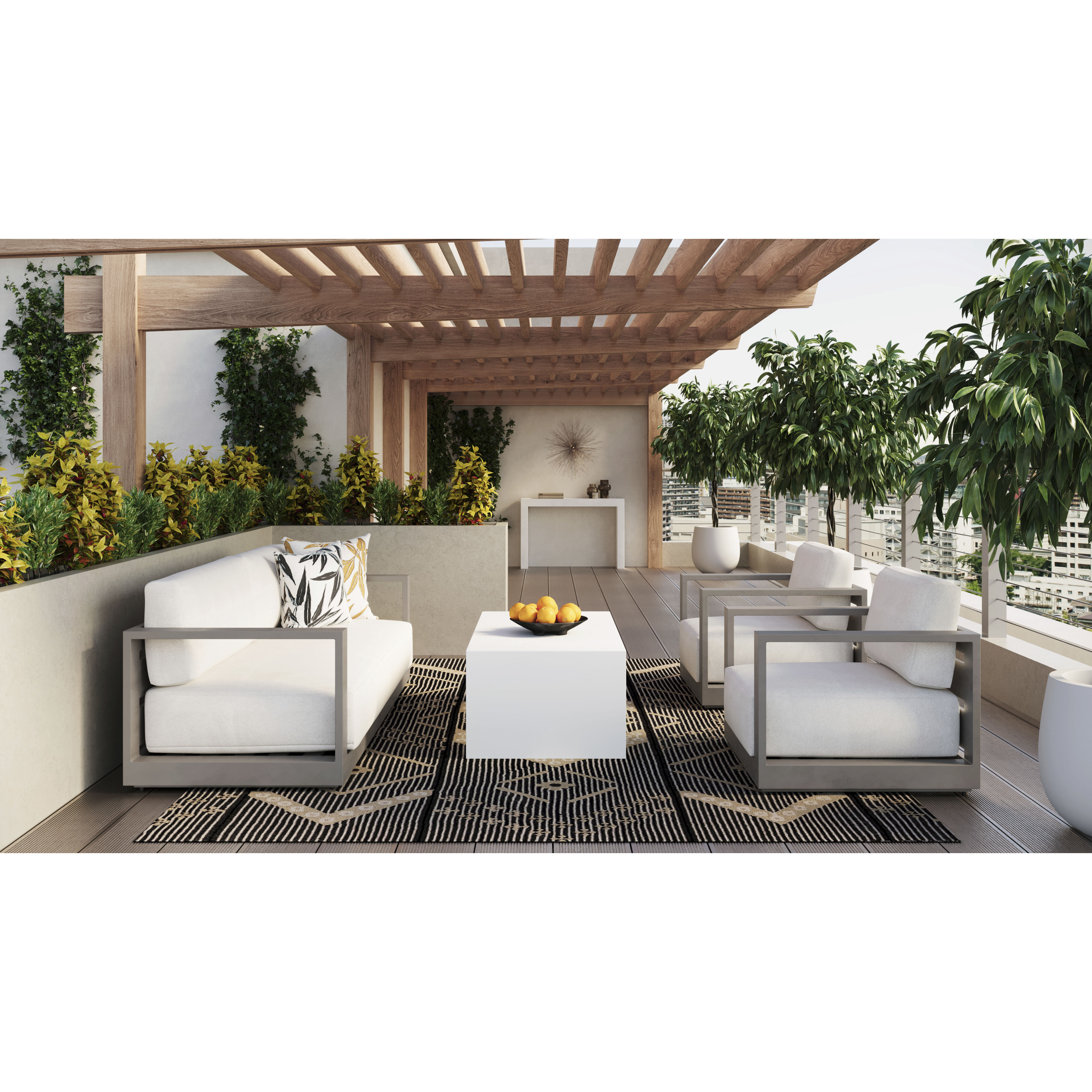Tavira Greige / Stinson White Outdoor Sofa
